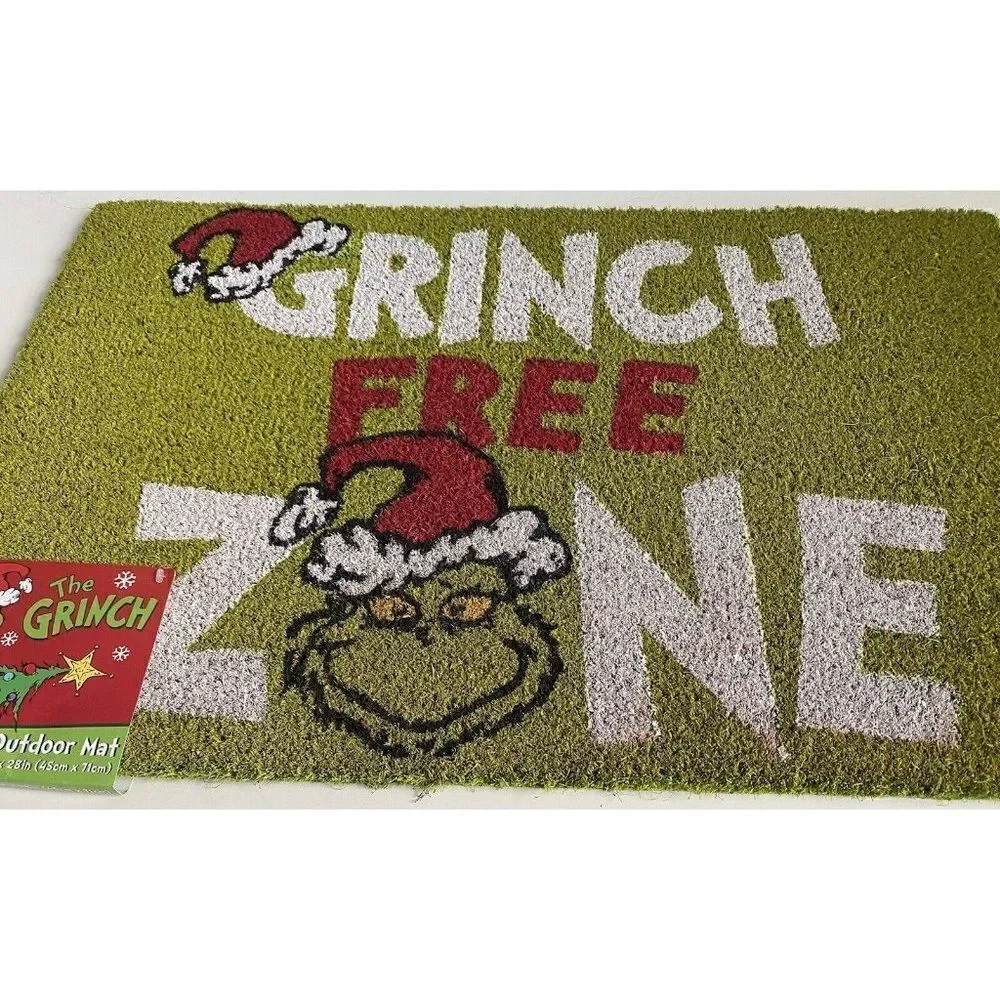 Grinch Free Zone Coir Doormat Welcome Mat Christmas Holiday Porch NEW‎